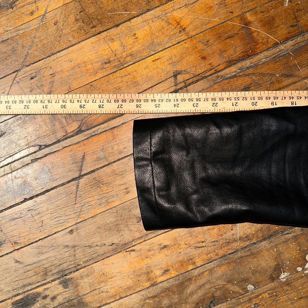 American Breed Leather Jacket Women Large Black Faux Fur Lined Slim Fit Full Zip - Picture 9 of 10